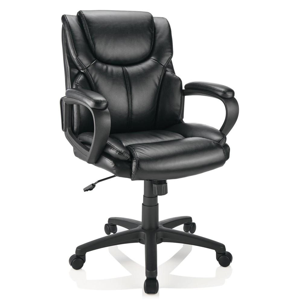 Realspace® Mayhart Vinyl Mid-Back Task Office Chair, Black,