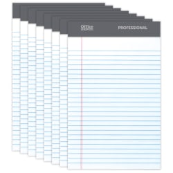 Office Depot® Brand Professional Writing Pads, 5" x 8", Narrow Ruled, 50 Sheets, White, Pack Of 8