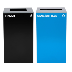Alpine Industries Stainless-Steel Open Top Cans/Bottles Recycling And Trash Can Set, 29 Gallons, Black/Blue - ALP4450-BLK-KIT5
