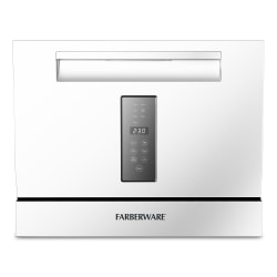 Farberware Professional 6-Piece Countertop Dishwasher, 17-1/4"H x 19-3/4"W x 21-3/4"D, White