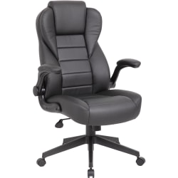 Boss Office Products Ergonomic LeatherPlus™ Bonded Leather High-Back Executive Chair, Black