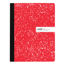 Office Depot® Brand Composition Notebook, 9-3/4" x 7-1/2", Wide Ruled, 100 Sheets, Red/White