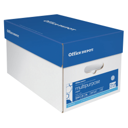 Office Depot® Multi-Use Printer & Copy Paper, 10 Reams, White, Letter (8.5" x 11"), 5000 Sheets Per Case, 20 Lb, 96 Brightness